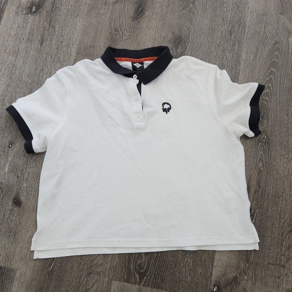 Outdoor Afro x REI Co-op Womens White Pique Polo Shirt Short Sleeve Size Medium